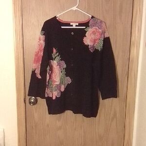 Isaac Mizrahi Black and Pink Cardigan